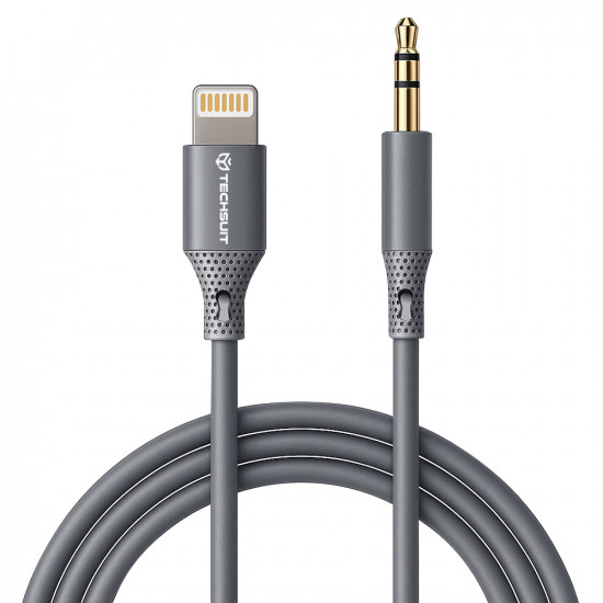 Techsuit  Premium Cable Adapter SoundFleX (AC5)  Lightning to 3.5mm Jack, Hi Fi Quality, Silica Gel  Gray