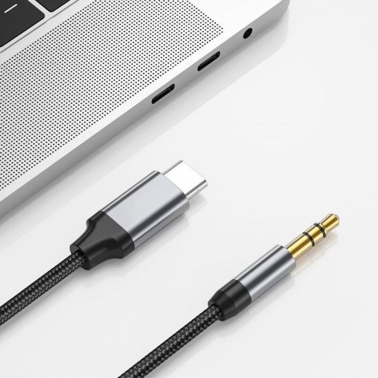 Techsuit  Premium Cable Adapter SoundShell (AC9)  USB C to 3.5mm Jack, DAC Chip, 16bit/48Khz, 1.5m  Gray