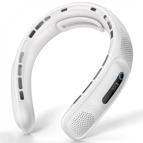Techsuit  Neck Fan (S11)  Portable, Silicone Support, 4x Airflow, Digital Display, 4000mAh, 4800RPM  White