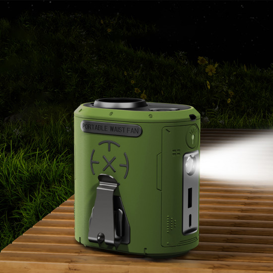 Techsuit Premium Portable Mini Fan (Z14) with Power Bank, Rechargeable, 5 Wind Speeds, Belt Buckle, 5000mAh Green Techsuit Premium Portable Mini Fan (Z14) with Power Bank, Rechargeable, 5 Wind Speeds, Belt Buckle, 5000mAh Green