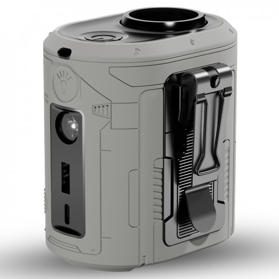 Techsuit  Premium Portable Mini Fan (Z14)  with Power Bank, Rechargeable, 5 Wind Speeds, Belt Buckle, 5000mAh  Gray