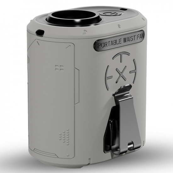 Techsuit  Premium Portable Mini Fan (Z14)  with Power Bank, Rechargeable, 5 Wind Speeds, Belt Buckle, 5000mAh  Gray
