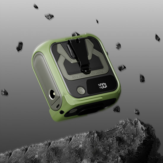 Techsuit Premium Portable Mini Fan (Z13) with Power Bank, Rechargeable, 5 Wind Speeds, Belt Buckle, 10000mAh Green Techsuit Premium Portable Mini Fan (Z13) with Power Bank, Rechargeable, 5 Wind Speeds, Belt Buckle, 10000mAh Green