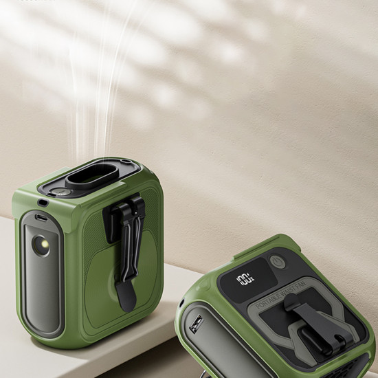 Techsuit Premium Portable Mini Fan (Z13) with Power Bank, Rechargeable, 5 Wind Speeds, Belt Buckle, 10000mAh Green Techsuit Premium Portable Mini Fan (Z13) with Power Bank, Rechargeable, 5 Wind Speeds, Belt Buckle, 10000mAh Green