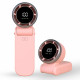 Techsuit  Premium Mini Hand Fan (A9)  with LED Digital Display, USB C Rechargeable, 5 Wind Speeds, 5000mAh  Pink