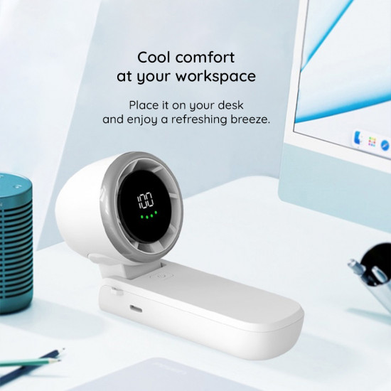 Techsuit Premium Mini Hand Fan (A9) with LED Digital Display, USB C Rechargeable, 100 Wind Speeds, 5000mAh Green Techsuit Premium Mini Hand Fan (A9) with LED Digital Display, USB C Rechargeable, 100 Wind Speeds, 5000mAh Green