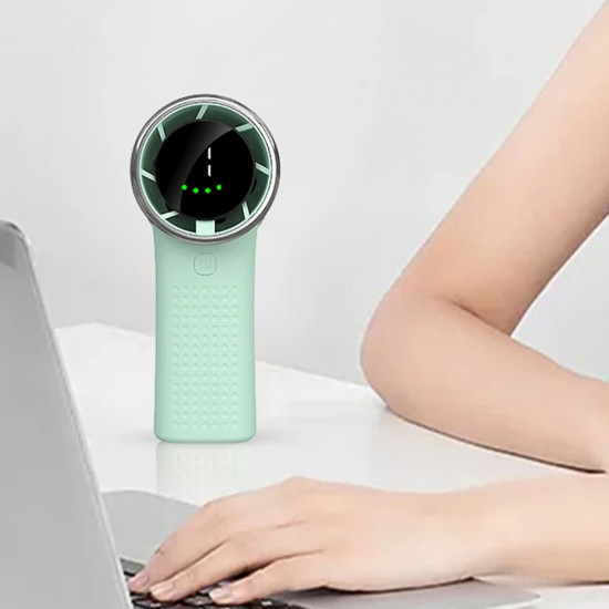 Techsuit  Premium Mini Hand Fan (A8)  with LED Digital Display, USB C Rechargeable, 5 Wind Speeds, 3600mAh  Black