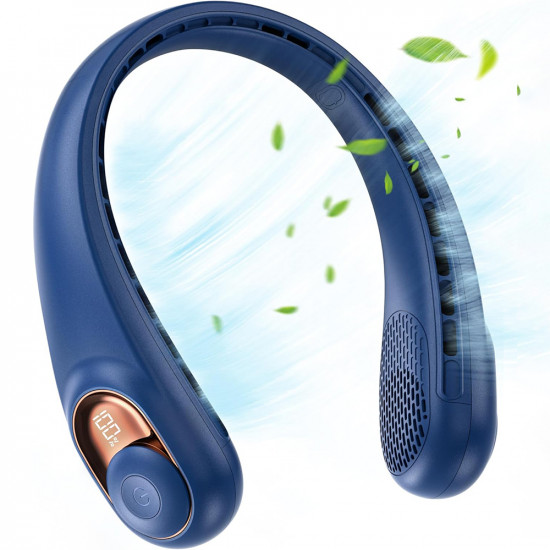Techsuit  Neck Fan (S9)  Portable, with Digital Display, 3 Wind Speeds, 5200mAh, 5800RPM  Blue