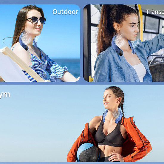Techsuit  Neck Fan (S8)  Portable, with Digital Display, 3 Wind Speeds, 4000mAh, 7300RPM  White