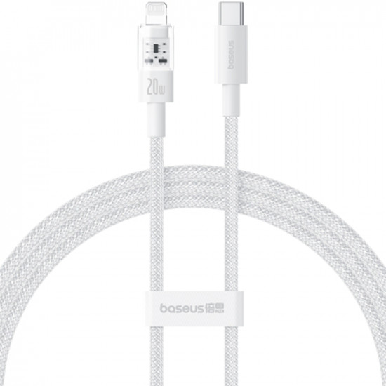 Baseus Data Cable Gem (P10373001211 00) USB C to Lightning, Fast Charging 20W, 1m Moon White Baseus Data Cable Gem (P10373001211 00) USB C to Lightning, Fast Charging 20W, 1m Moon White