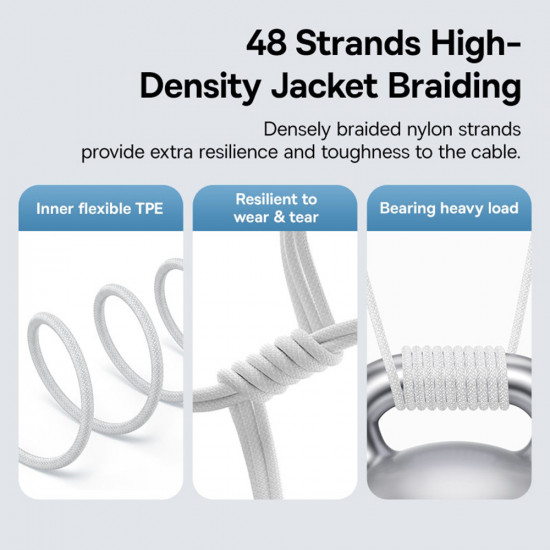Baseus Data Cable Gem (P10373001211 00) USB C to Lightning, Fast Charging 20W, 1m Moon White Baseus Data Cable Gem (P10373001211 00) USB C to Lightning, Fast Charging 20W, 1m Moon White