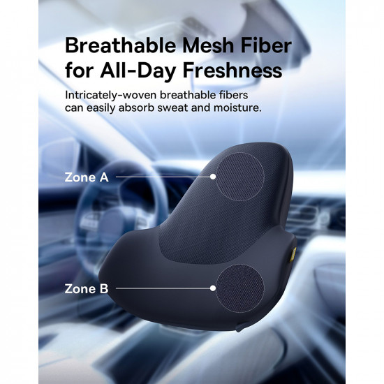 Baseus  Lumbar Pillow PrimeTrip VH1 (C20069000121 00)  for Travelling, Breathable Car Lumbar Support Pillow  Cosmic Black