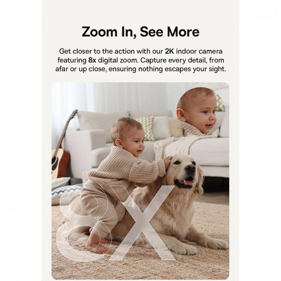 Baseus  Indoor Camera Security P1 Lite (S0TV002132)  2K, 3MP, Type C, Two way Talk, Night Vision, Digital Zoom  White