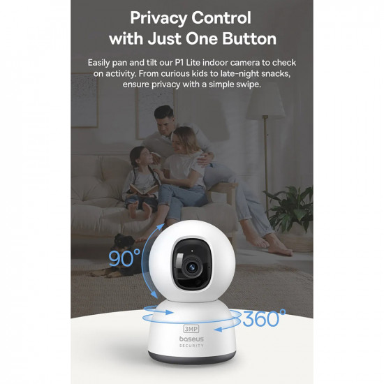 Baseus  Indoor Camera Security P1 Lite (S0TV002132)  2K, 3MP, Type C, Two way Talk, Night Vision, Digital Zoom  White