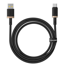 Baseus  Data Cable Dura Series (P10377802U01 00)  USB to Type C, Fast Charging, 60W, 480Mbps, Naylon, 1m  Gold / Black