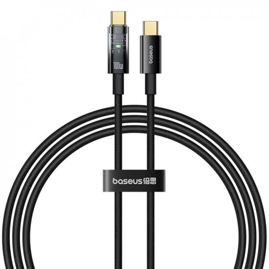 Baseus  Data Cable Explorer (P10319703111 00)  Type C, Fast Charge, 100W, with Auto Shutdown, Naylon, 1m  Cluster Black