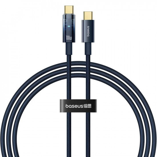 Baseus  Data Cable Explorer (P10319704321 00)  Type C, Fast Charge, 100W, with Auto Shutdown, Naylon, 1m  Deepsea Blue