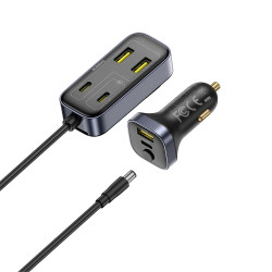 Baseus  Car Charger BackseatPal L1 (C00081100121 00)  3x USB, 3x Type C, PD3.0, 110W, Fast Charge + 1.5m Extension Cable  Black Baseus  Car Charger BackseatPal L1 (C00081100121 00)  3x USB, 3x Type C, PD3.0, 110W, Fast Charge + 1.5m Extension Cable  Black