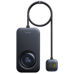 Baseus  Car Charger PrimeTrip VW1 (C00069000121 00)  3x USB, 3x Type C, 105W, Fast Charge, 60W Retractable Cable  Black Baseus  Car Charger PrimeTrip VW1 (C00069000121 00)  3x USB, 3x Type C, 105W, Fast Charge, 60W Retractable Cable  Black