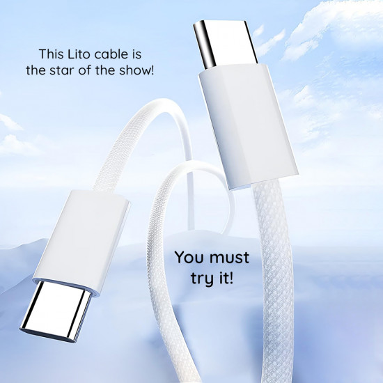 Lito  Data Cable (LD04)  Type C to Lightning Fast Charging PD60W, 1m  White