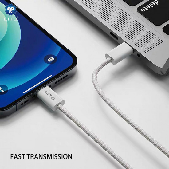 Lito  Data Cable (LD04)  Type C to Lightning Fast Charging PD60W, 1m  White
