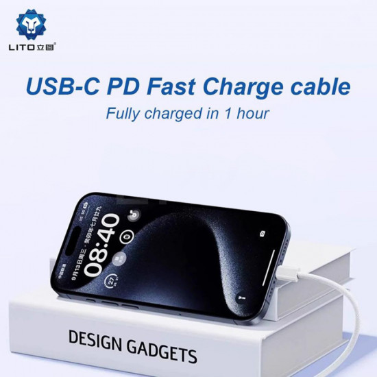 Lito  Data Cable (LD04)  Type C to Lightning Fast Charging PD60W, 1m  White