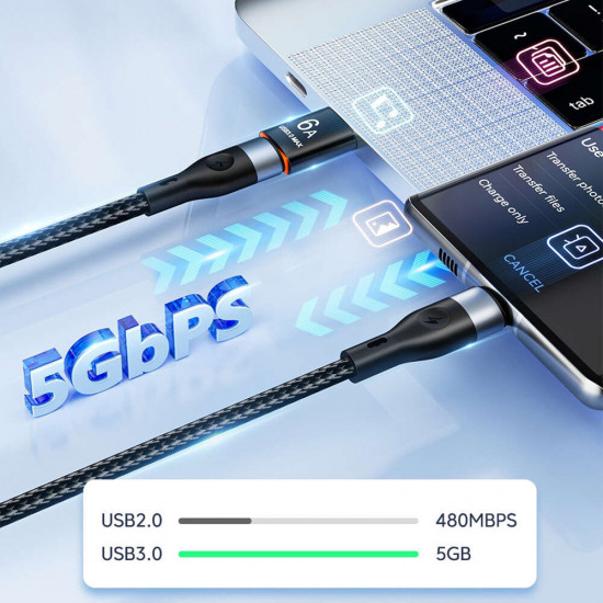 Techsuit Premium OTG Adapter HyperPort (A5) Type C to USB, 6A, 5Gbps, Plug and Play, Fast Data Transfer Black / Orange Techsuit Premium OTG Adapter HyperPort (A5) Type C to USB, 6A, 5Gbps, Plug and Play, Fast Data Transfer Black / Orange