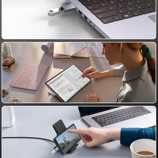 Techsuit  Premium OTG Adapter SlateVolt (A8)  USB 3.0 to Type C, 5Gbps, 3A, Aluminum Alloy, Fast Data Transfer  Gray