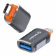 Techsuit  Premium OTG Adapter SlateVolt (A9)  USB to Type C, 5Gbps, 6A, 120W, Plug and Play, Fast Data Transfer  Gray / Orange
