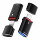 Techsuit  Card Reader AluVoltX (CC1)  2in1, USB3.0 to Type C OTG, TF Memory Card, 3A, Plug&Play, Fast Data Transfer  Black