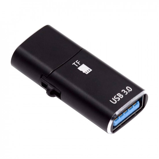 Techsuit  Card Reader AluVoltX (CC1)  2in1, USB3.0 to Type C OTG, TF Memory Card, 3A, Plug&Play, Fast Data Transfer  Black