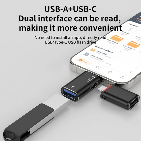 Techsuit Premium OTG Adapter AluVoltX (A18) USB to Lightning, Plug and Play, Aluminum Alloy, Fast Data Transfer Black Techsuit Premium OTG Adapter AluVoltX (A18) USB to Lightning, Plug and Play, Aluminum Alloy, Fast Data Transfer Black