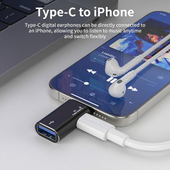Techsuit Premium OTG Adapter AluVoltX (A18) USB to Lightning, Plug and Play, Aluminum Alloy, Fast Data Transfer Black Techsuit Premium OTG Adapter AluVoltX (A18) USB to Lightning, Plug and Play, Aluminum Alloy, Fast Data Transfer Black