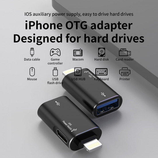 Techsuit Premium OTG Adapter AluVoltX (A18) USB to Lightning, Plug and Play, Aluminum Alloy, Fast Data Transfer Black Techsuit Premium OTG Adapter AluVoltX (A18) USB to Lightning, Plug and Play, Aluminum Alloy, Fast Data Transfer Black