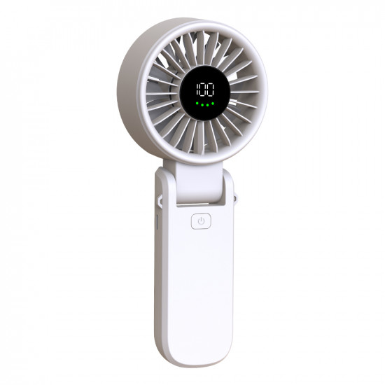 Techsuit  Premium Mini Hand Fan (A10)  with LED Digital Display, USB C Rechargeable, 100 Wind Speeds, 5400RPM  White