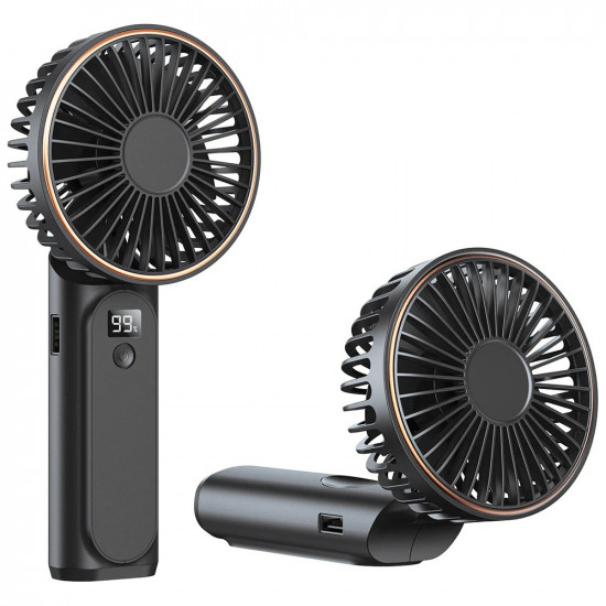 Techsuit Premium Mini Hand Fan (M12) with LED Digital Display, USB C Rechargeable, 6 Wind Speeds, 5000mAh Black Techsuit Premium Mini Hand Fan (M12) with LED Digital Display, USB C Rechargeable, 6 Wind Speeds, 5000mAh Black