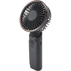 Techsuit  Premium Mini Hand Fan (M12)  with LED Digital Display, USB C Rechargeable, 6 Wind Speeds, 5000mAh  Black