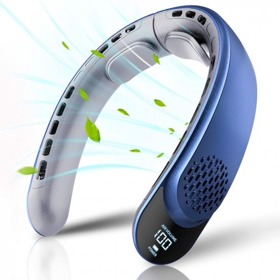 Techsuit  Neck Fan (S8)  Portable, with Digital Display, 3 Wind Speeds, 4000mAh, 7300RPM  Blue