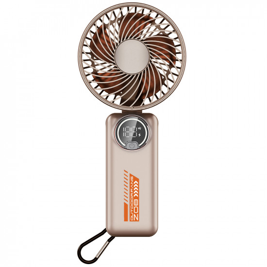 Techsuit Premium Mini Hand Fan (Z8) with LED Digital Display, USB C Rechargeable, 3 Wind Speeds, 2A, 3600mAh Beige Techsuit Premium Mini Hand Fan (Z8) with LED Digital Display, USB C Rechargeable, 3 Wind Speeds, 2A, 3600mAh Beige