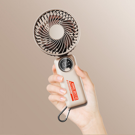 Techsuit Premium Mini Hand Fan (Z8) with LED Digital Display, USB C Rechargeable, 3 Wind Speeds, 2A, 3600mAh Beige Techsuit Premium Mini Hand Fan (Z8) with LED Digital Display, USB C Rechargeable, 3 Wind Speeds, 2A, 3600mAh Beige