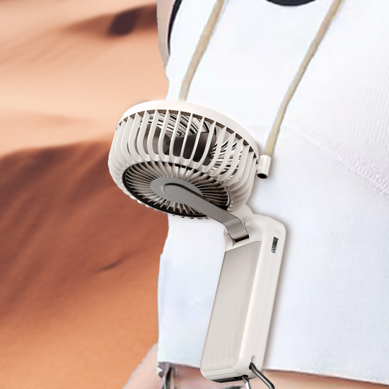 Techsuit Premium Mini Hand Fan (Z8) with LED Digital Display, USB C Rechargeable, 3 Wind Speeds, 2A, 3600mAh Beige Techsuit Premium Mini Hand Fan (Z8) with LED Digital Display, USB C Rechargeable, 3 Wind Speeds, 2A, 3600mAh Beige