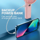 Techsuit  Premium Mini Hand Fan (M12)  with LED Digital Display, USB C Rechargeable, 6 Wind Speeds, 5000mAh  White