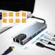 Techsuit  Docking Station NetBridge 5 in 1 (H1)  Type C to 1x USB2.0, 1x USB3.0, 1x Type C, 1x HDMI, 1x RJ45, PD87W, 4K@30Hz  Gray