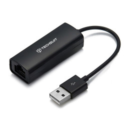 Techsuit  Ethernet Adapter NetLink (AC19)  USB Male to RJ45 LAN Port Female, 100Mbps, ABS  Black Techsuit  Ethernet Adapter NetLink (AC19)  USB Male to RJ45 LAN Port Female, 100Mbps, ABS  Black