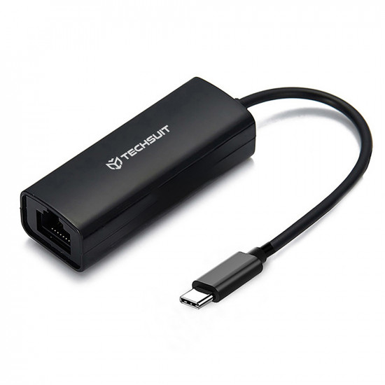 Techsuit  Ethernet Adapter NetLink (AC20)  Type C Male to RJ45 LAN Port Female, 100Mbps, ABS  Black