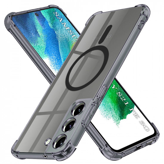 Techsuit  Shockproof Clear Silicone MagSafe  Samsung Galaxy S21 FE 5G  Smoke Black