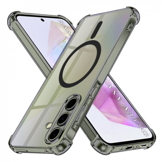 Techsuit Shockproof Clear Silicone MagSafe Samsung Galaxy A35 5G Smoke Black Techsuit Shockproof Clear Silicone MagSafe Samsung Galaxy A35 5G Smoke Black
