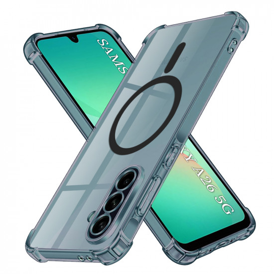 Techsuit  Shockproof Clear Silicone MagSafe  Samsung Galaxy A26 5G  Smoke Black