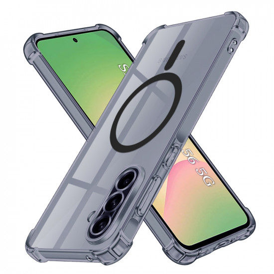 Techsuit  Shockproof Clear Silicone MagSafe  Samsung Galaxy A56 5G  Smoke Black