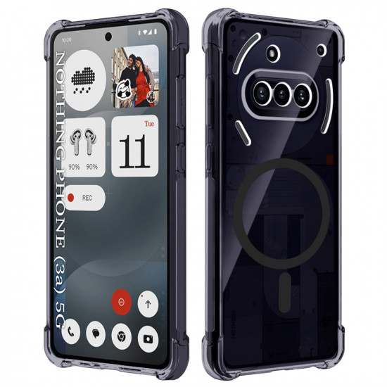 Techsuit  Shockproof Clear Silicone MagSafe  Nothing Phone (3a)  Smoke Black